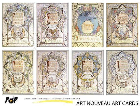 VINTAGE Mucha Art Nouveau Art Cards ATC ACEO Backgrounds