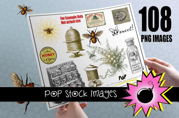Bees & Beekeeping Digital Images for Scrapbooking, Altered Art , Crafting
