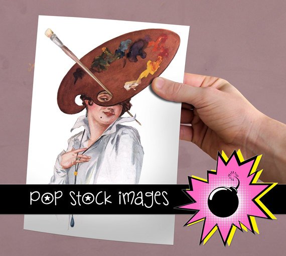 Female Painter with Palette Digital Image Single