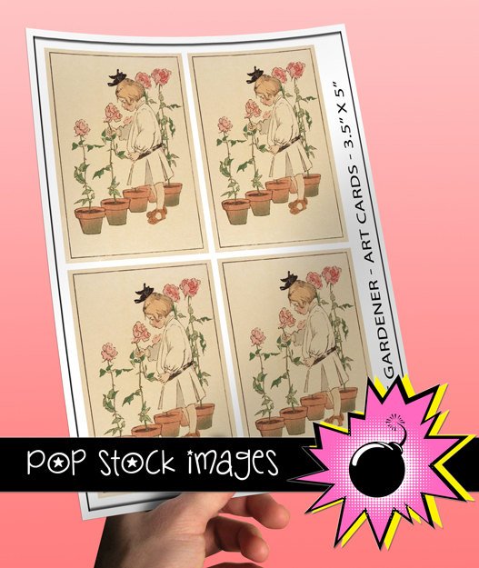 Little Gardener Girl print Cards