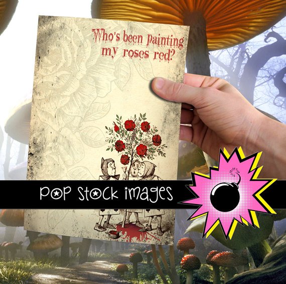 ALICE IN WONDERLPainted Roses print Digital Paper-WonderlCards Digital Scrapbook or Journal Paper