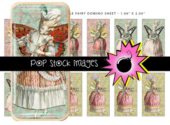 Marie Antoinette Style Fairies Digital Domino Collage Sheet-print Tiles for Pendants