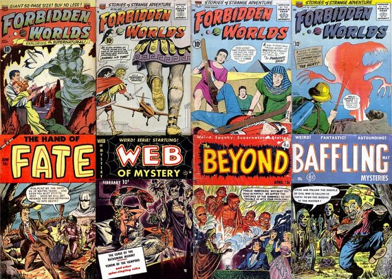 DVD Gold Age HORROR STRANGE Tales Comics Forbidden Worlds Web Of Mystery Ajax Farrell