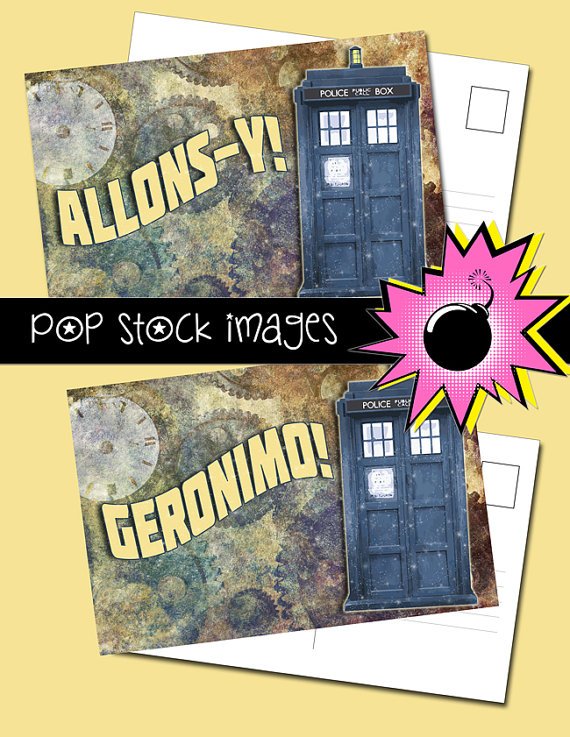 Doctor Who Postcards-print 4x6 Postcards-10th 11th Doctors-TARDIS-Geronimo-ons-y