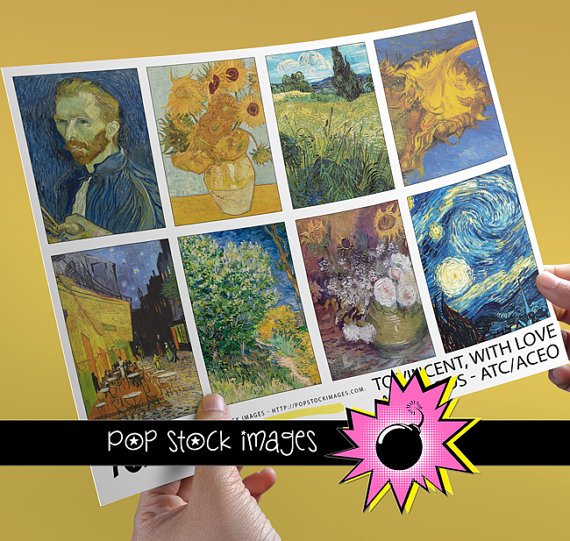 Vincent Van Gogh Paintings for ATC ACEO-Collage-Altered Art-Journaling Cards-Digital Scrapbooking