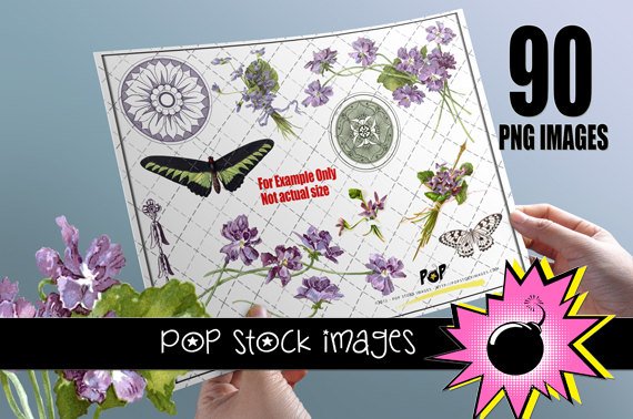 VINTAGE VIOLETS Digital Img.-Digital Scrapbooking Img.-African Violets-print Digital Img.
