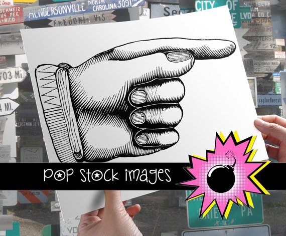 Pointing Finger-Large Digital Image of Pointing Finger-Finger Pointing Busy HDigital Stamp-& Print