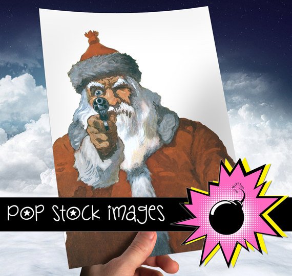 SANTA WITH HGUN Digital Image-Digital Santa Clipart-Hgun Toting Santa-2nd Amendment-Pro Gun Santa