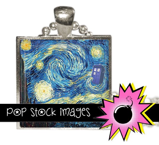 1.5 Inch Squares DOCTOR WHO Starry Night Collage Sheet-print for PendantsMagnets