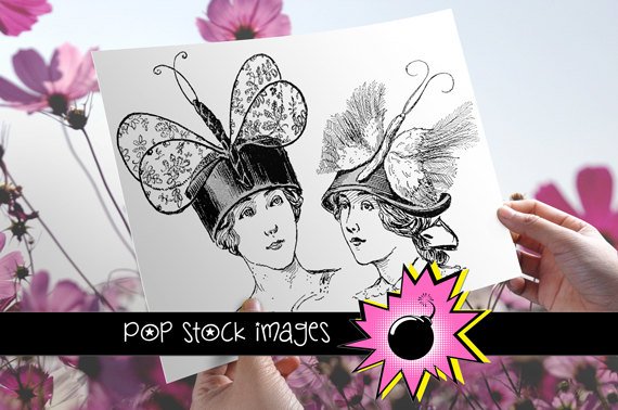 Spring Bonnet Ladies Transfers-VIctorian Ladies in Spring Hats Img. to Print