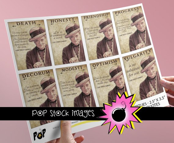 DOWNTON ABBEY Inspired-Dowager Countess Wit Wisdom print ATC or Tag Sheet-Journal Cards