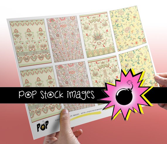 VINTAGE Melon Pink Yellow Floral for ATC ACEO