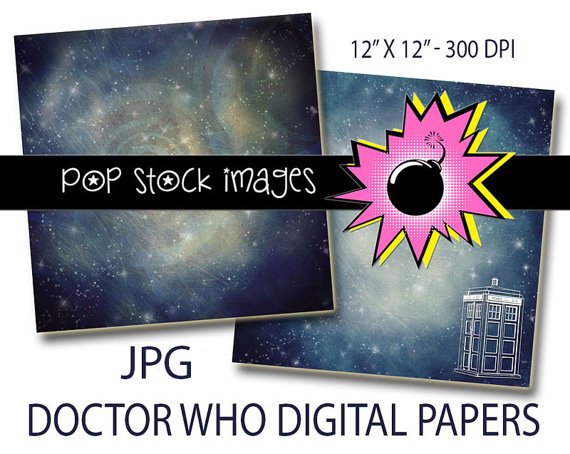 DOCTOR WHO Paper-Digital Paper 12x12-TARDIS-Digital Scrapbook Paper-Digital Paper
