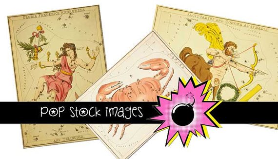 Vintage Constellations Img.-Mapping the Stars-Astronomy-30 Constellations Img.-