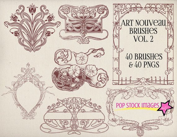 Art Nouveau Frames Ornaments Brushes Volume 2