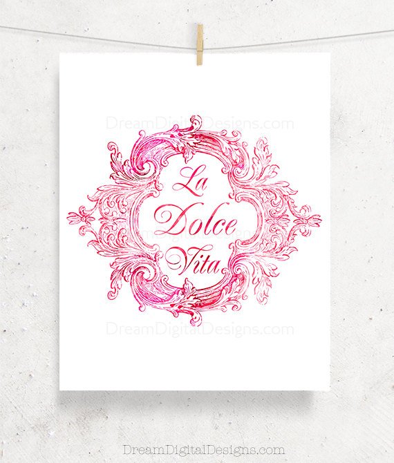 Printable La Dolce Vita Art, Kitchen Art, Italian Decor, Vintage Illustration