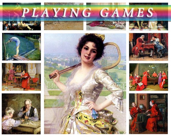 PLAYING GAMES on 242 vintage print