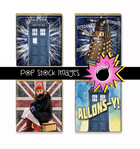 SCRABBLE TILES Doctor Who Collage Sheet-print for PendantsMagnets & Wine Charms