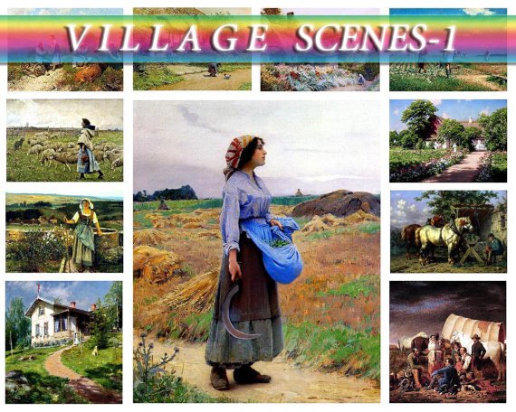 VILLAGE COUNTRY-1 on 188 vintage print