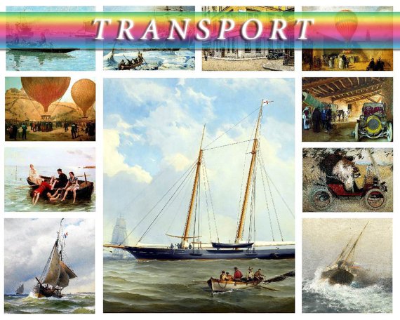 TRANSPORT CARS on 225 vintage print