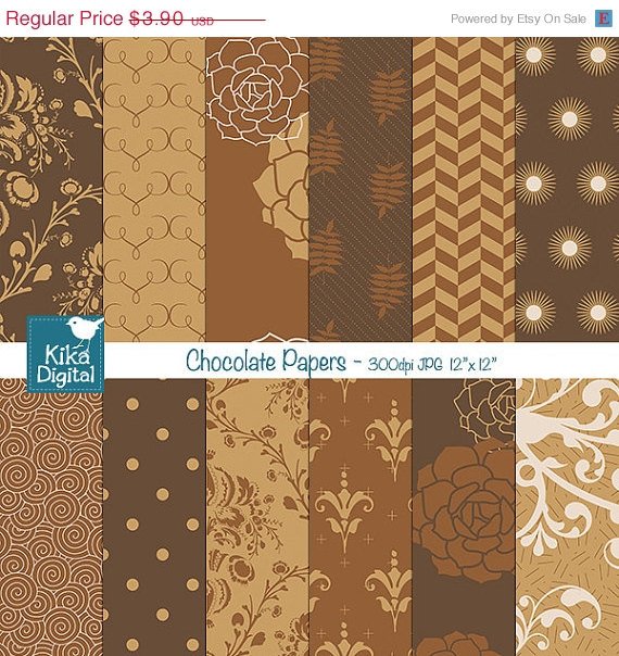 Chocolate Caramel Digital Papers,Brws papers, Chocolate Papers, card designOA