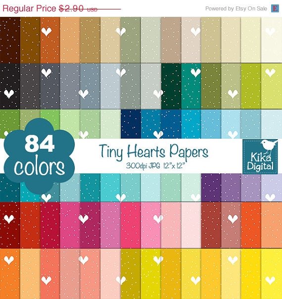 Tiny Hearts Digital Papers-Rainbow Hearts Papers-Love papers-Huge Paper Pack