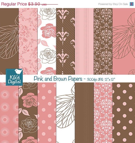 Pink ,Brw Digital Papers, Flowers Scrapbooking Papers, Roses Digital Papers
