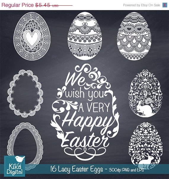 Lace Easter Eggs Clip Art-Easter HLettering Easter Eggs ClipartLace Eggs Vector