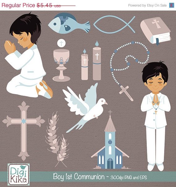 Boy First Communion Clip Art - Communion Clipart, Catholic Vector Graphic