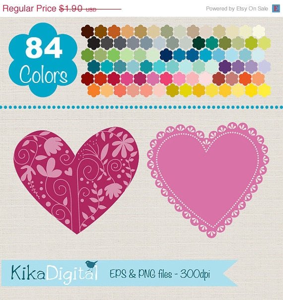 Lace Hearts Clip Art, Rainbow Heart Frames, Colorful Heart