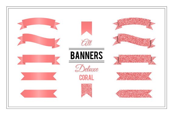 Banner Clip Art Deluxe Coral