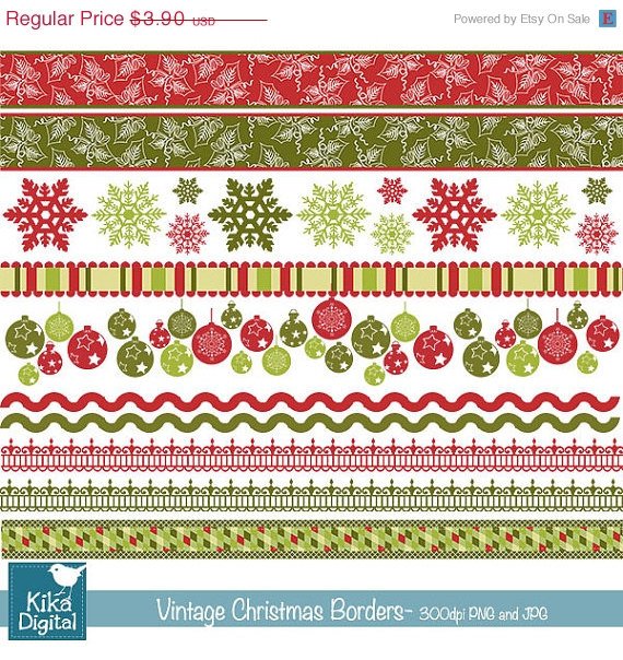 Vintage Christmas Borders - Scrapbooking borders - card design, invitations