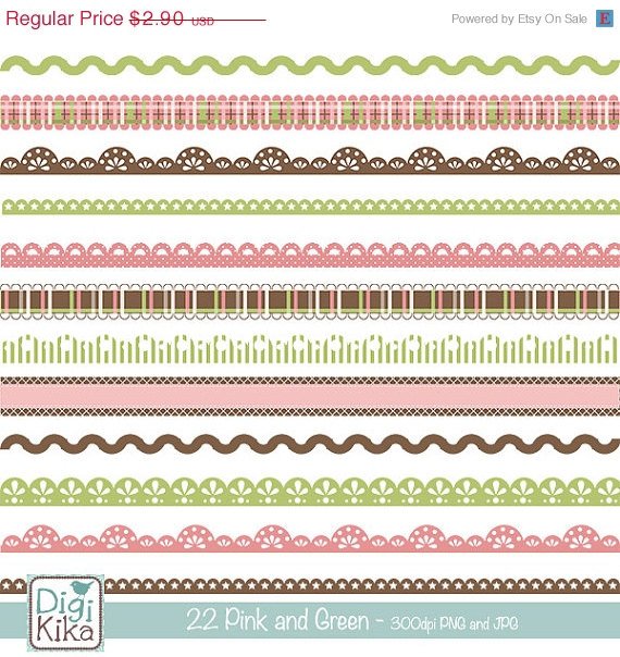 22 Pink ,Brw Digital Borders Clipart - scrapbooking, card design, stickers