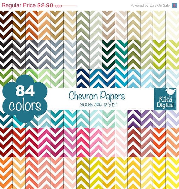 Chevron Digital Papers - Rainbow Scrapbook Papers - Huge Paper Pack