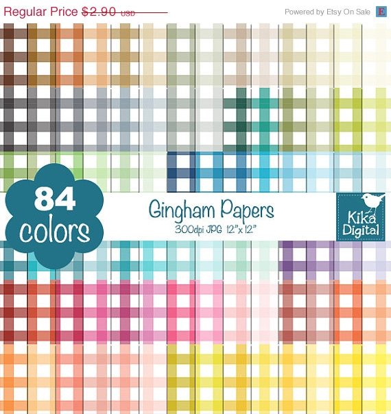 Gingham Digital Papers - Rainbow Scrapbook Papers - Huge Paper Pack