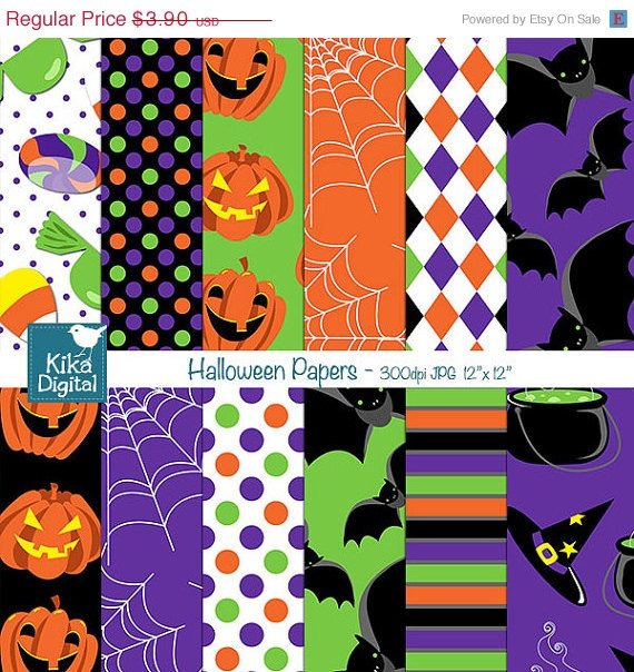 Hoween Papers - Digital Scrapbook Papers - card design, invitations, stickers