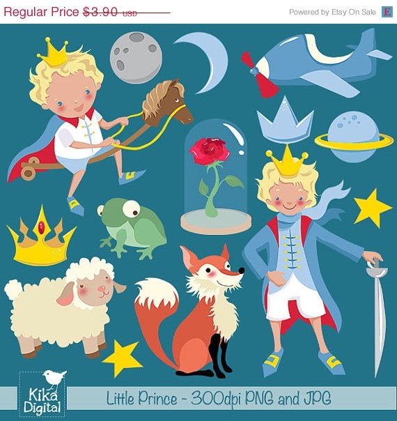 Little Prince Digital Clipart - Scrapbooking , card design, stickers