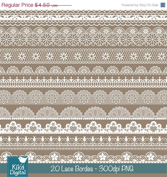Lace Borders - Digital Clipart / Scrapbooking - card design, invitations