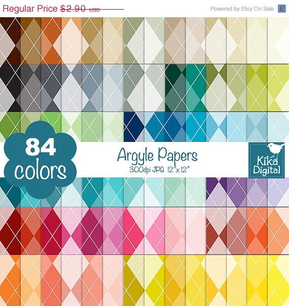 Argyle Digital Papers-Rainbow Argyle Papers-Argyle papers-Huge Paper Pack