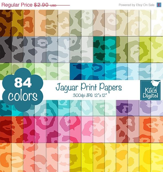 Jaguar Print Digital Papers-Rainbow Animal Print papers-Cheetah Papers-Huge Paper