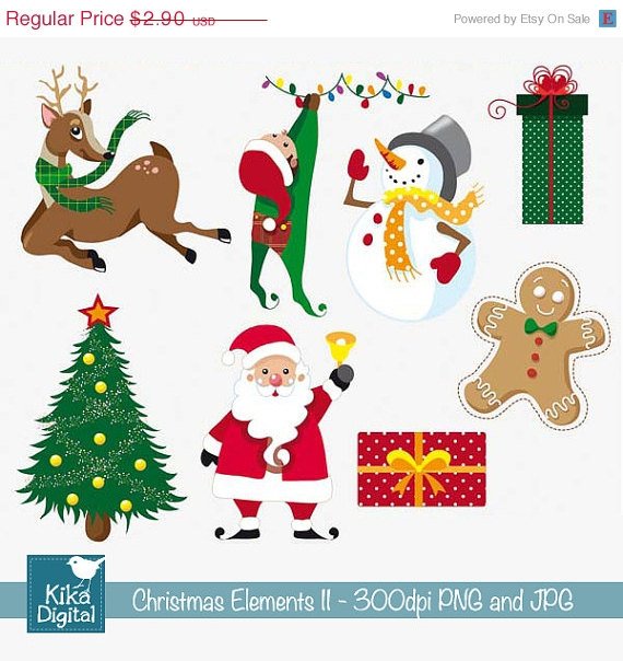 Christmas Elements set II- Digital Clipart / Scrapbooking- card design, stickers