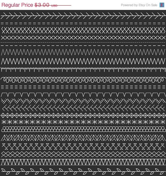 44 Sewing Stitches Clipart--Digital Clipart / Scrapbooking colorful-card design