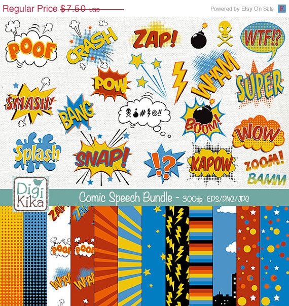 Speech Bubble Digital Bundle - Clipart , Paper Pack - scrapbooking , photo album
