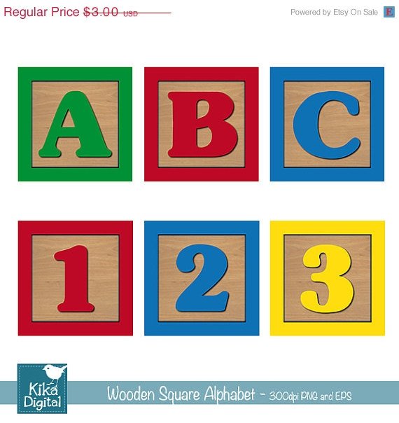 Baby Blocks Alphabet Numbers Digital ClipartWooden Blocks AlphabetAlphabet Clip Art