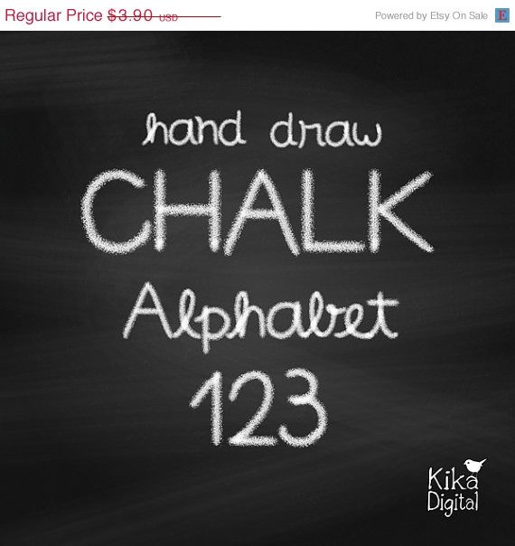 HDrawn Chalk Alphabet 2-Alphabet Number Digital Clipart-scrapbookingcard design