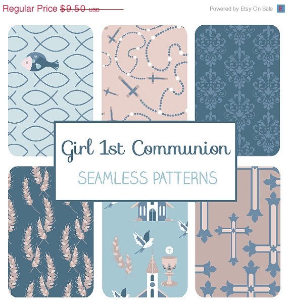 Boy First Communion Seamless Pattern-Communion Tillable Background-Fabric Papers