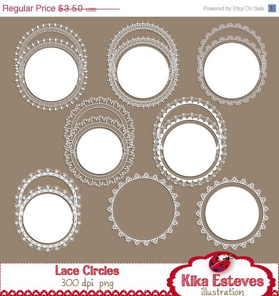 Lace Circles - Digital Clipart / Scrapbook - card design, invitations