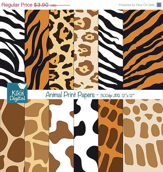 Animal Print Digital Papers - Scrapbooking, card design, invitations, background