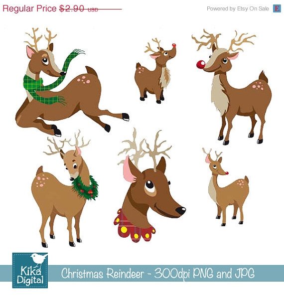 Christmas Reindeer - Digital Clipart /Scrapbooking - card design, stickers