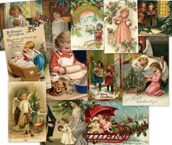 CD 2700 Vintage Victorian CHRISTMAS CHILDREN Kids Images Illustration Art